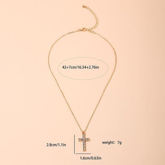 Lovely 14K Gold Plated Cross Necklace with Cubic Zirconia - Perfect Gift for Her - Picture 2 of 7